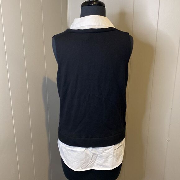 NWT j. society Women’s Medium Double Layer Sweater Vest Collar Side Vent - Picture 4 of 6